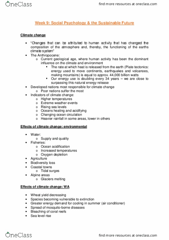 PSYC2212 Lecture Notes - Lecture 9: Sea Level Rise, Ocean Acidification, Plate Tectonics thumbnail