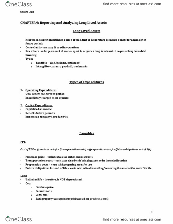 MGCR 211 Lecture Notes - Lecture 9: Intangible Asset, Balance Sheet, Accelerated Depreciation thumbnail