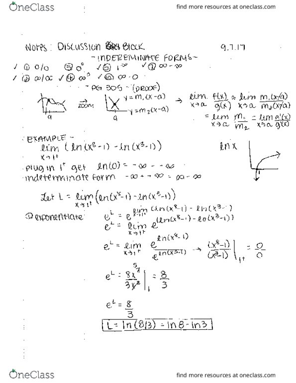 MATH242 Lecture 3: Discussion Section: L'Hopital's Rule pg 1 cover image