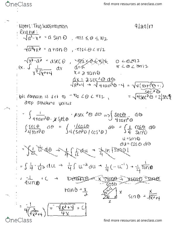 MATH242 Lecture 11: Trig Substitution pg 2 cover image