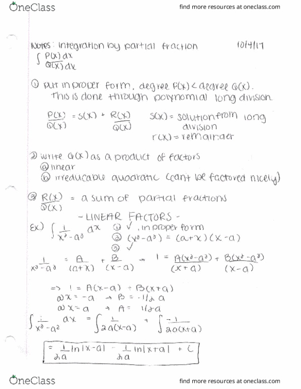 MATH242 Lecture 13: Integration by Partial Fractions pg 2 cover image