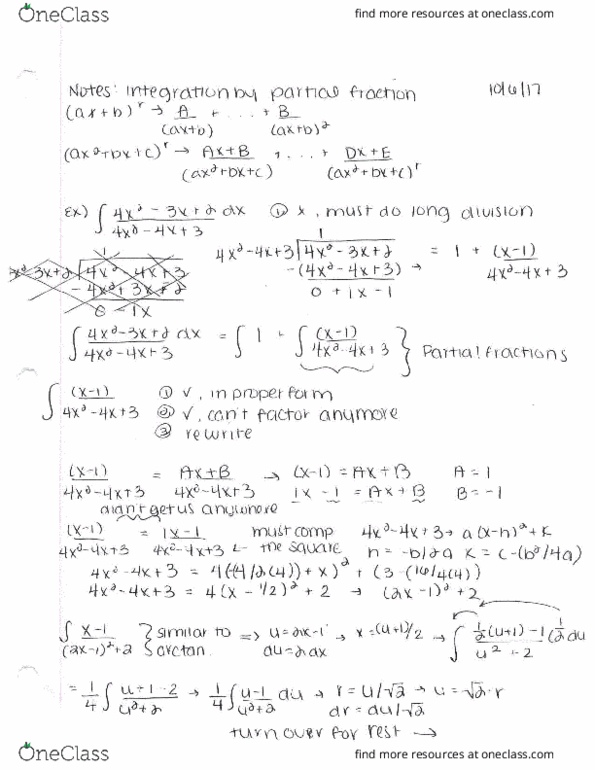 MATH242 Lecture 14: Integration by Partial Fractions pg 4 cover image