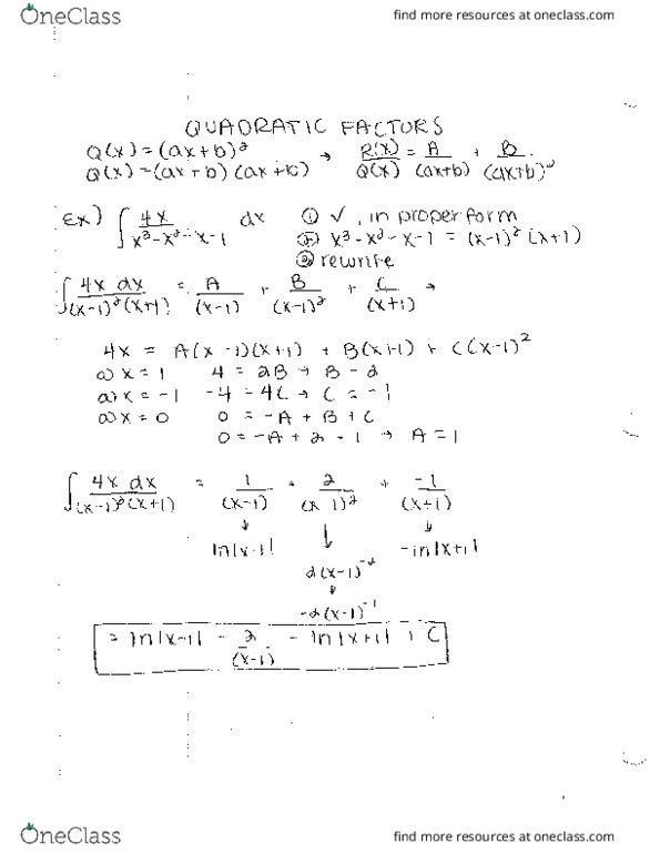 MATH242 Lecture 13: Integration by Partial Fractions pg 3 cover image