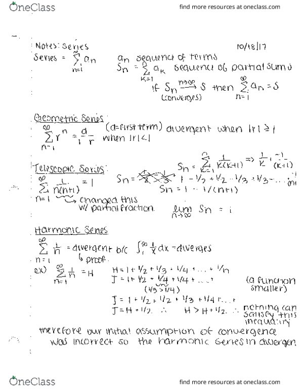 MATH242 Lecture 19: Series pg 1 cover image