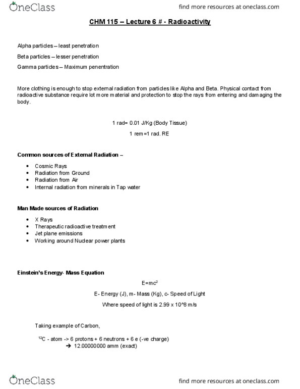 CHM 11500 Lecture Notes - Lecture 6: Beta Particle, Tap Water, Nuclear Power thumbnail