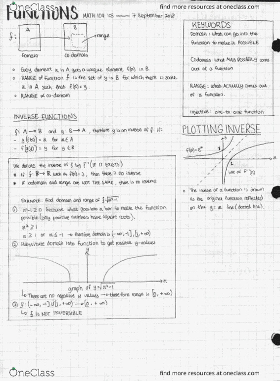 MATH 104 Lecture 2: Maths 104 103 - Lecture 2 - Functions cover image