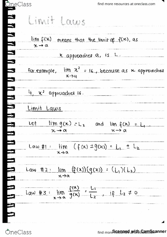 MATH 100 Lecture 3: Limit Laws 7 Sept 2018 cover image