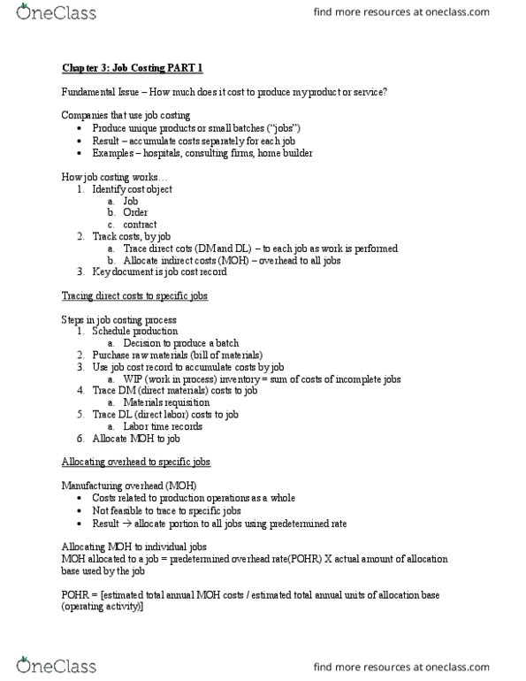 ACG 2071 Lecture Notes - Lecture 4: Direct Labor Cost, Cost Driver, Financial Statement thumbnail