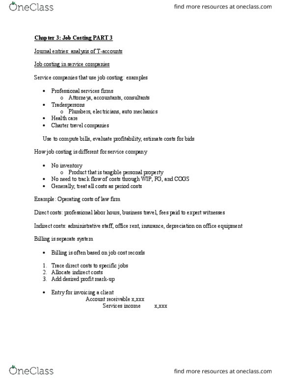 ACG 2071 Lecture Notes - Lecture 5: Indirect Costs, Business Travel, Cost Driver thumbnail