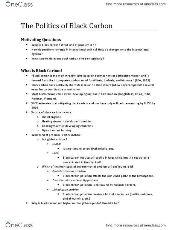 GVPT 306 Lecture Notes - Lecture 3: Black Carbon, Global Commons, Externality thumbnail