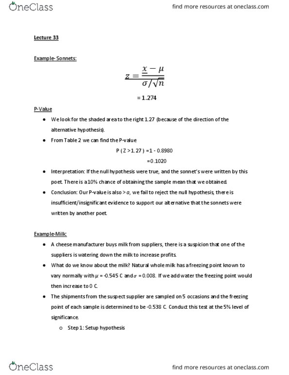 STAT 1000 Lecture Notes - Lecture 33: Null Hypothesis, Confidence Interval thumbnail