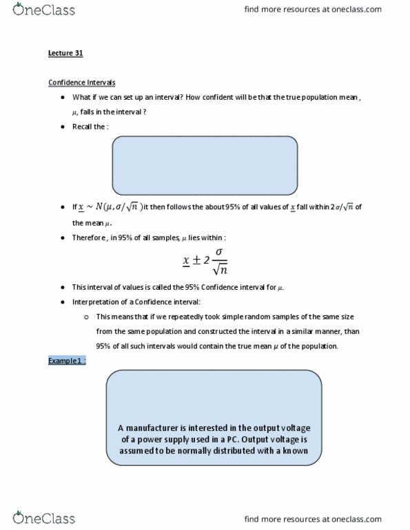 STAT 1000 Lecture Notes - Lecture 31: Confidence Interval, Standard Deviation, Random Variable thumbnail