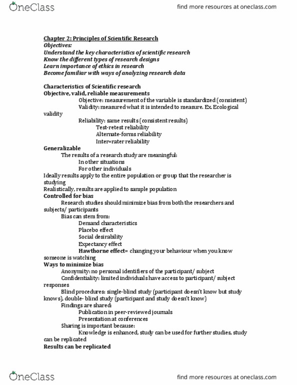 PSYC 1200 Lecture Notes - Lecture 2: Blind Experiment, Demand Characteristics, Social Desirability Bias thumbnail