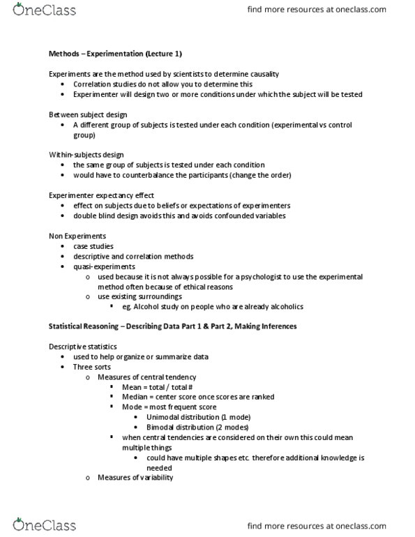 PSYC 101 Lecture Notes - Lecture 3: Unimodality, Multimodal Distribution, Descriptive Statistics thumbnail