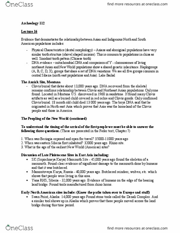 ARCH 112 Lecture Notes - Lecture 16: Northeast Asia, Bluefish Caves, Lake Baikal thumbnail
