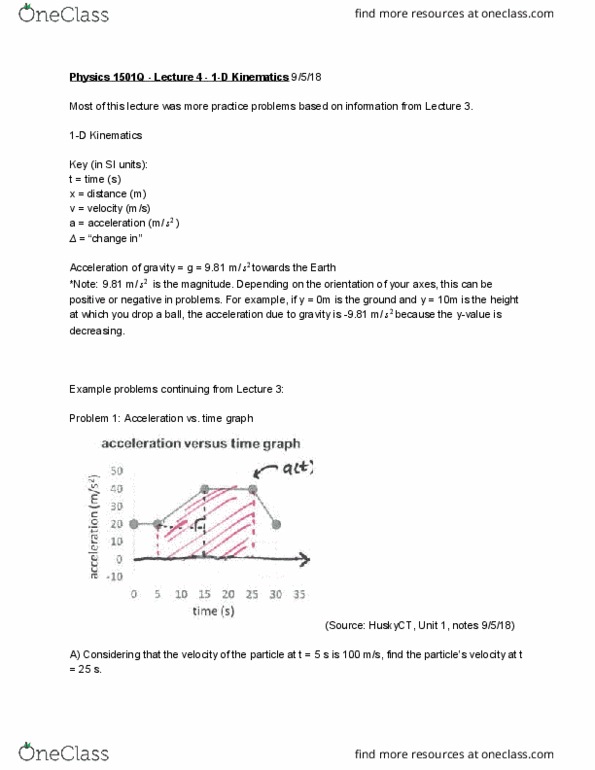 PHYS 1501Q Lecture Notes - Lecture 5: International System Of Units cover image