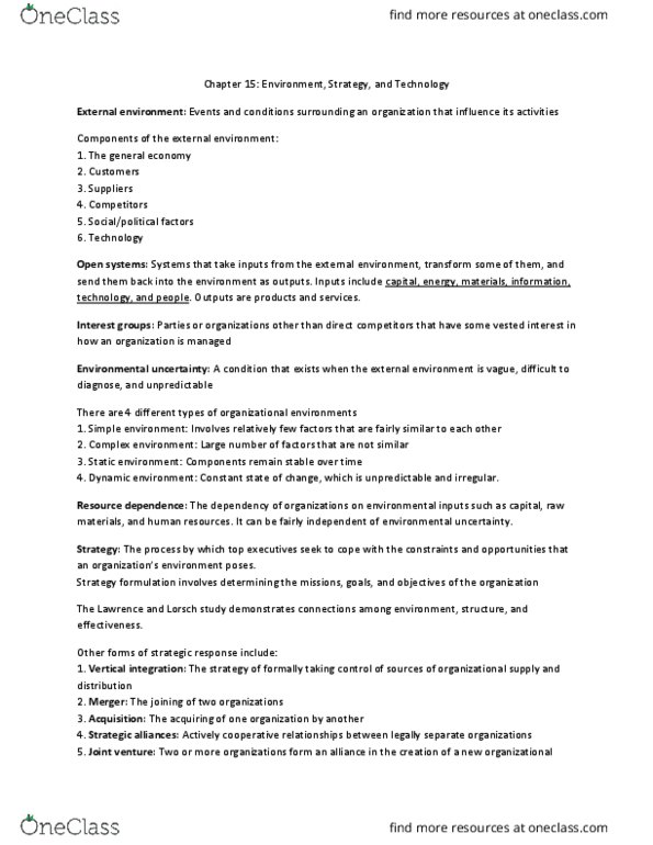 MGFC10H3 Lecture Notes - Lecture 15: Joint Venture, Vertical Integration thumbnail