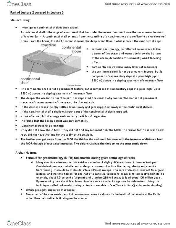 EESB15H3 Lecture Notes - Lecture 2: Maurice Ewing, Continental Crust, Uranium-238 thumbnail