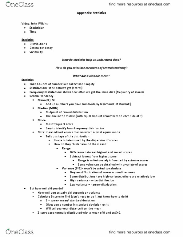 Psychology 1000 Chapter Notes - Chapter 1: Standard Score, Wilhelm Wundt, Frequency Distribution thumbnail