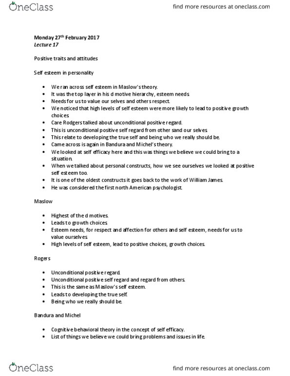 PSYCH 3BA3 Lecture Notes - Lecture 17: Unconditional Positive Regard, American Psychologist, Godparent thumbnail