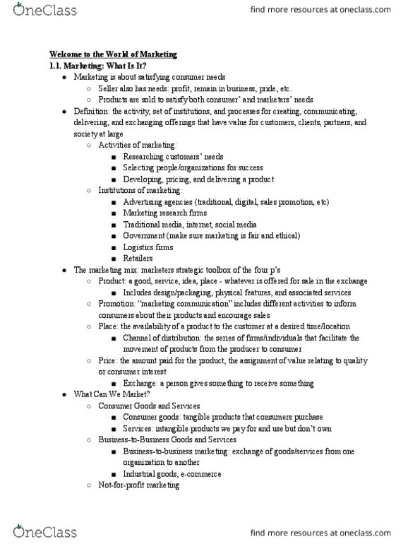 BUAD301 Chapter Notes - Chapter 1: Sales Promotion, Marketing Mix, Total Quality Management thumbnail