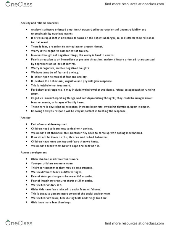 PSYCH 3B03 Lecture Notes - Lecture 19: Agoraphobia, Likert Scale, Pharmacology thumbnail