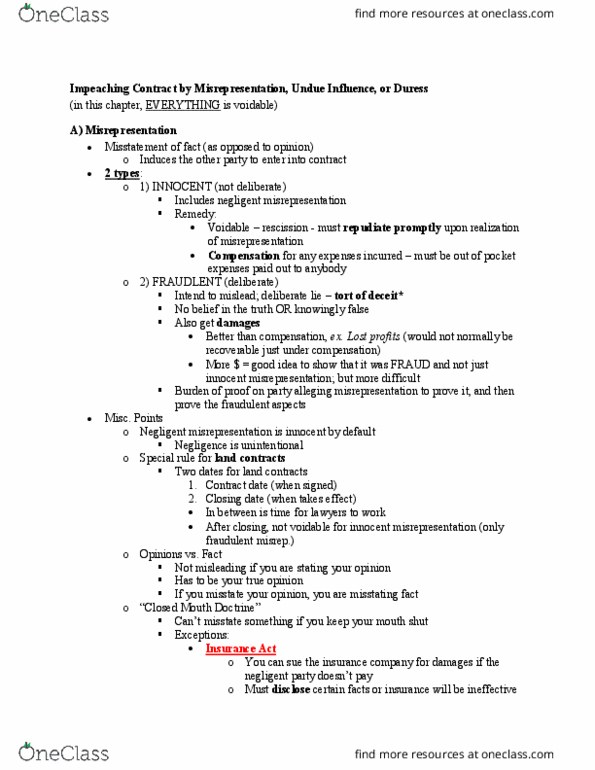 COMMERCE 4SD3 Lecture Notes - Lecture 8: Rescission, Extortion thumbnail