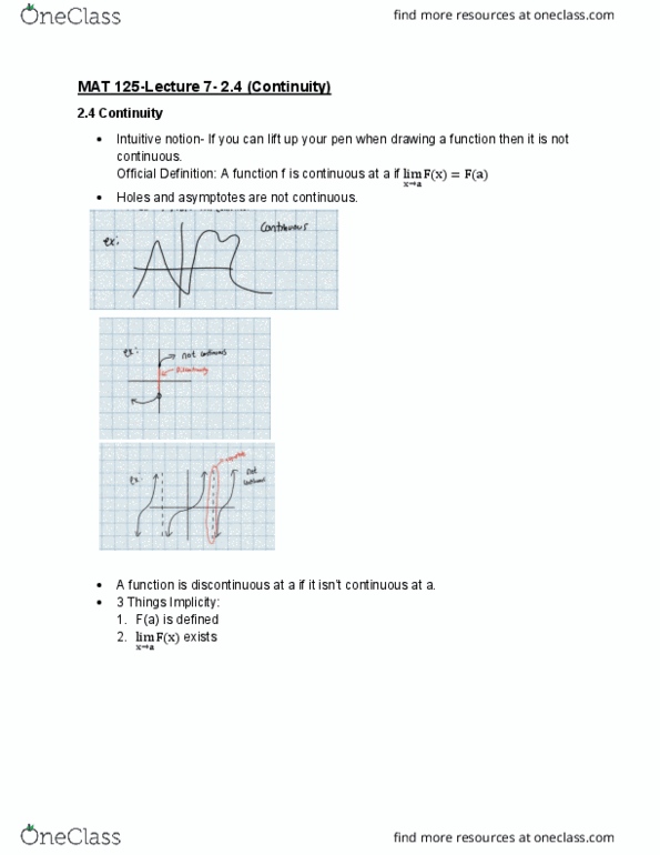 MAT 125 Lecture Notes - Lecture 7: Trigonometric Functions cover image