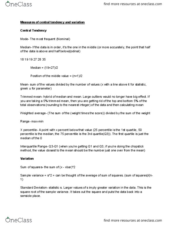 MATH 2510 Chapter Notes - Chapter 3: Variance, Interquartile Range, Quartile thumbnail