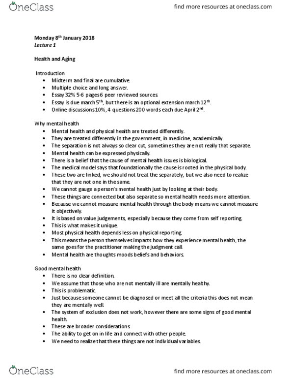 PSYCH 2GG3 Lecture Notes - Lecture 1: Multiple Choice, Mental Disorder, Psychopathology thumbnail