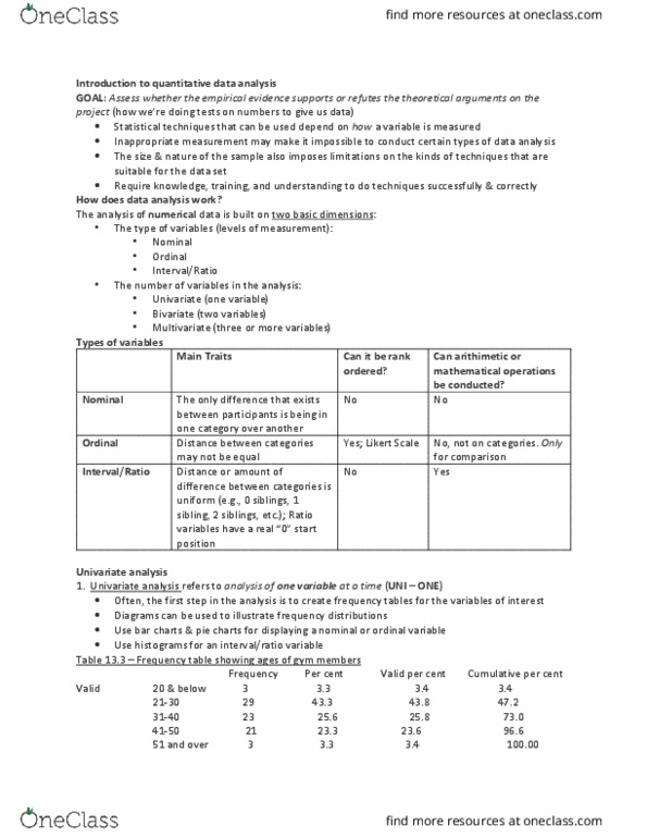 SOCIOL 2Z03 Lecture Notes - Lecture 6: Ordinal Data, Multivariate Analysis, Level Of Measurement thumbnail