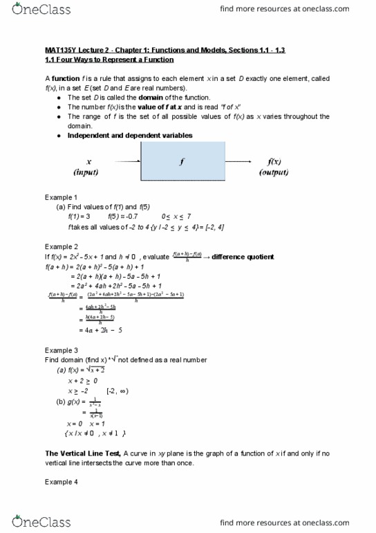 MAT135Y5 Chapter Notes - Chapter 1: Quadratic Function, Coefficient, Polynomial thumbnail