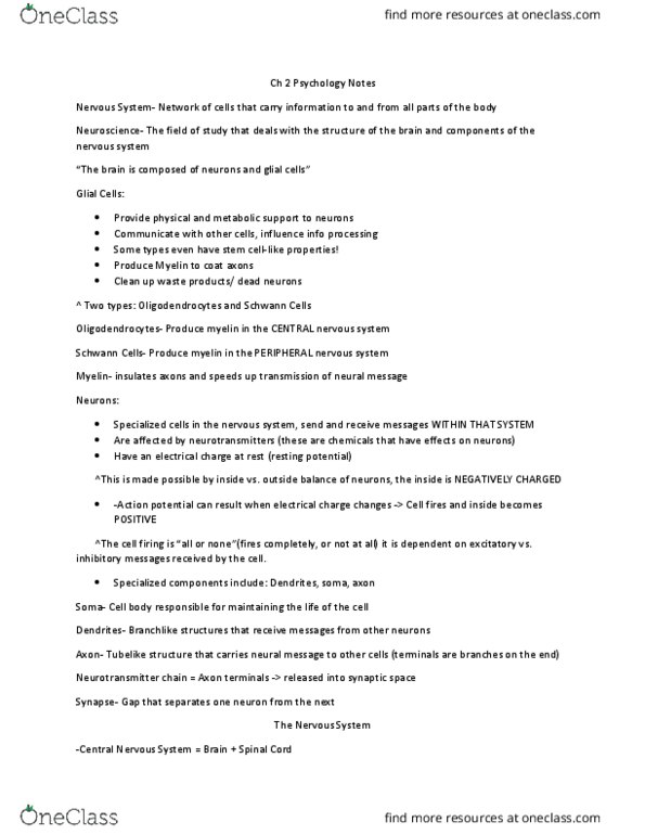 PSYC 100 Chapter Notes - Chapter 2: Melatonin, Motor System, Cortisol thumbnail