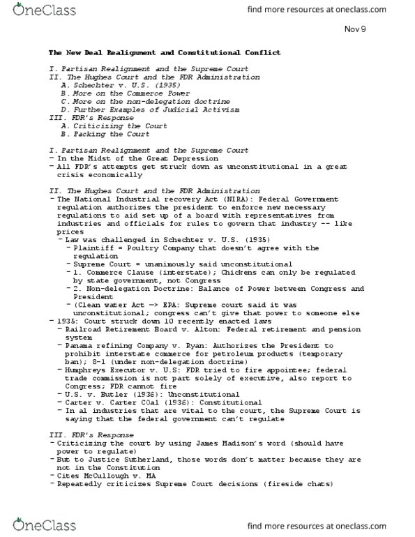 PSC 324 Lecture Notes - Lecture 20: Commerce Clause, National Labor Relations Act, Fireside Chats thumbnail