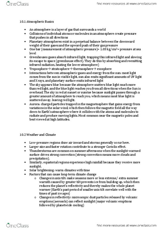 ASTRON C12 Chapter Notes - Chapter 10: Solar Wind, Escape Velocity, Runaway Greenhouse Effect thumbnail