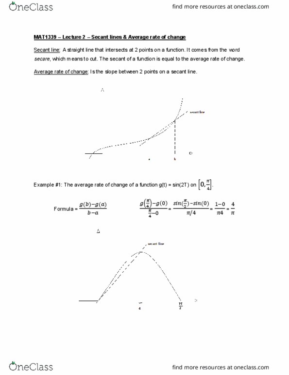 MAT 1339 Lecture 2: MAT1339-Lecture2 Secant lines & Rate of change cover image