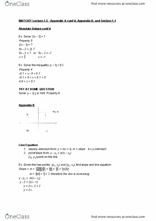 MAT135Y5 Lecture 2: MAT135Y Lecture 2.5 - Appendix A cont’d, Appendix B, and Section 1.1 cover image