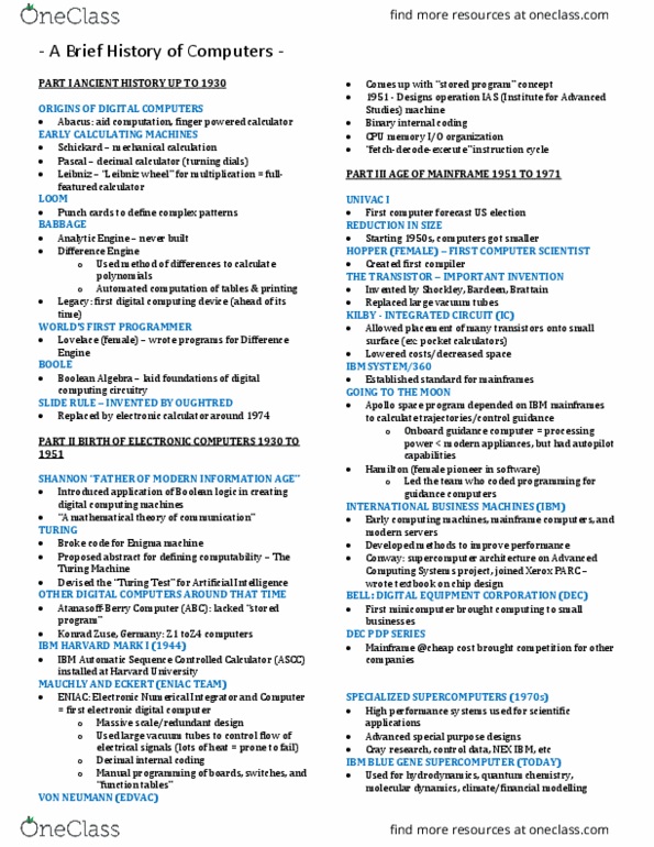 EECS 1520 Lecture Notes - Lecture 1: Stored-Program Computer, Turing Test, Edvac thumbnail