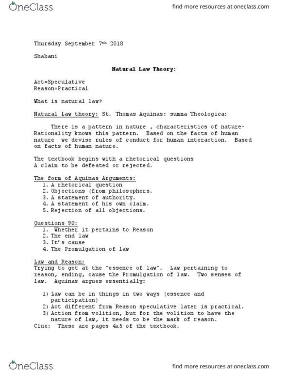 PHIL 3040 Lecture Notes - Lecture 1: Law, Rhetorical Question, Summa Theologica thumbnail
