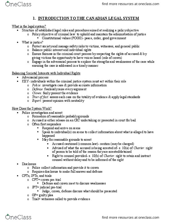 FSC360H5 Lecture Notes - Lecture 1: Jaguar, Adversarial Process, Actus Reus thumbnail