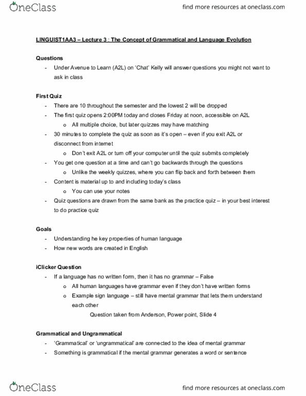 LINGUIST 1AA3 Lecture Notes - Lecture 3: Microsoft Powerpoint, Academic Journal, Bound And Unbound Morphemes thumbnail