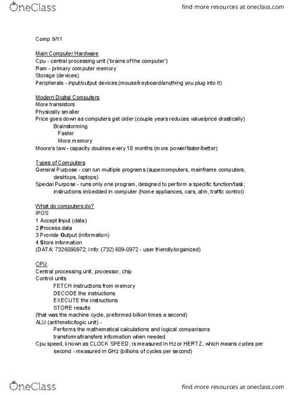 01:198:110 Lecture Notes - Lecture 3: Processor Design, Overclocking, 18 Months cover image