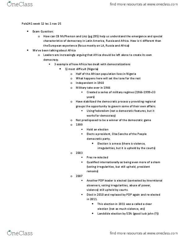 POLS 241 Lecture Notes - Landslide Victory, Neofunctionalism, European Parliament thumbnail