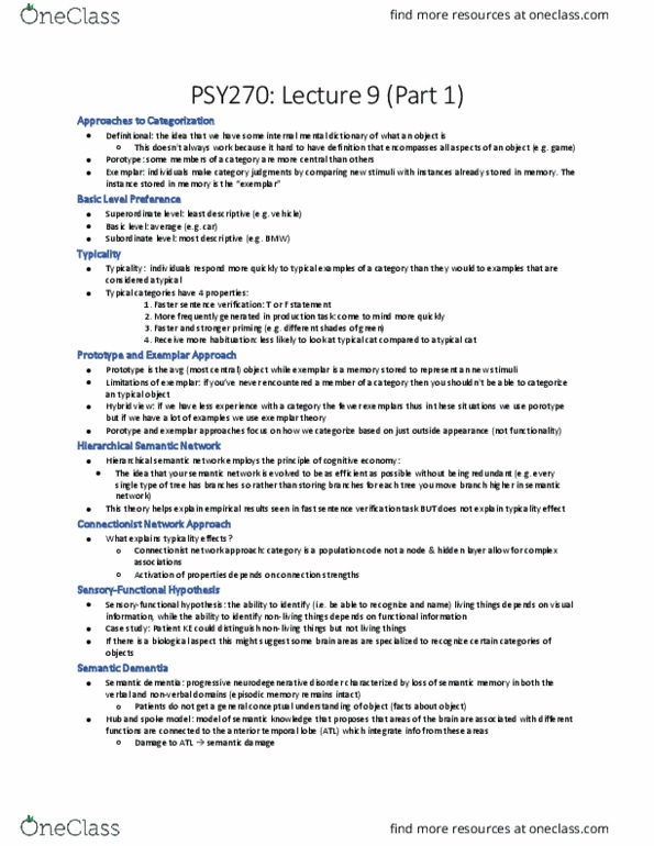 PSY270H1 Lecture Notes - Lecture 9: Habituation, Epiphenomenon, Visual Cortex thumbnail