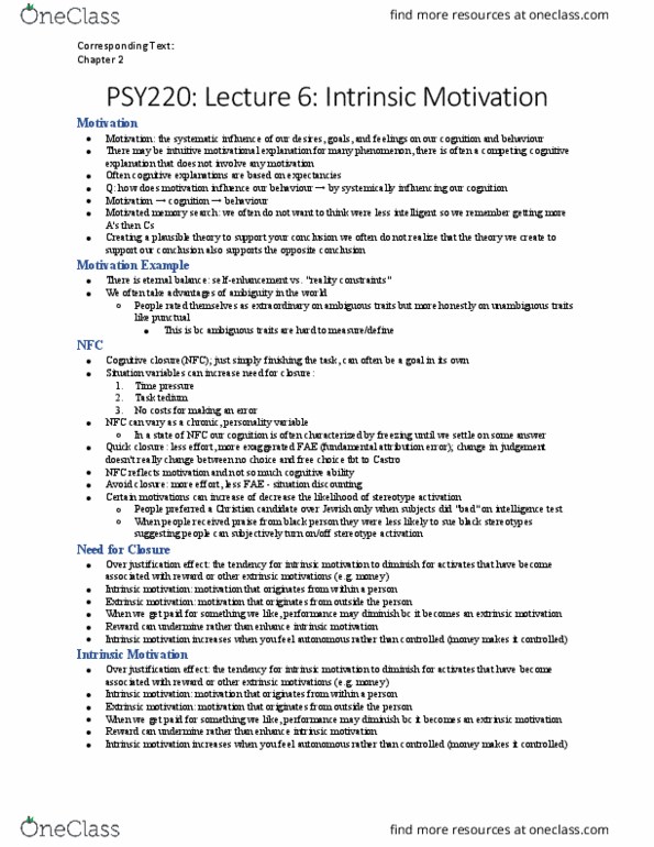 PSY220H1 Lecture Notes - Lecture 6: Problem Set, Fundamental Attribution Error, Motivation thumbnail