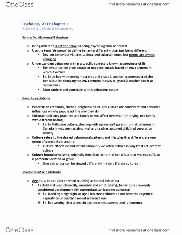 Psychology 2030A/B Chapter Notes - Chapter 1: Mass Hysteria, Phallic Stage, Dsm-5 thumbnail