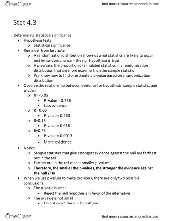 STAT 200 Lecture Notes - Lecture 6: Null Hypothesis, Test Statistic, Learning Object thumbnail