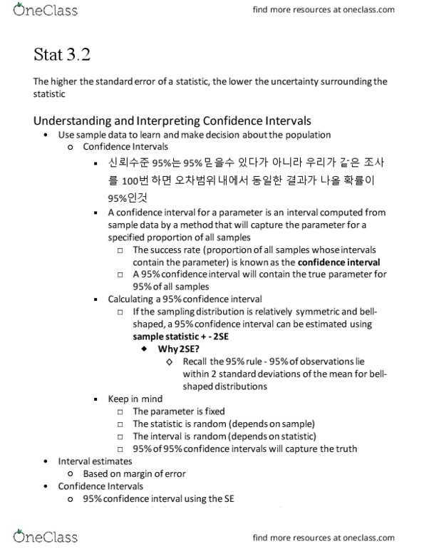 STAT 200 Lecture Notes - Lecture 2: Statistical Parameter, Interval Estimation, Statistic thumbnail