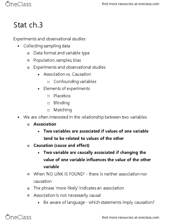 STAT 200 Chapter Notes - Chapter 3: Randomized Experiment, Homesickness, Dependent And Independent Variables thumbnail