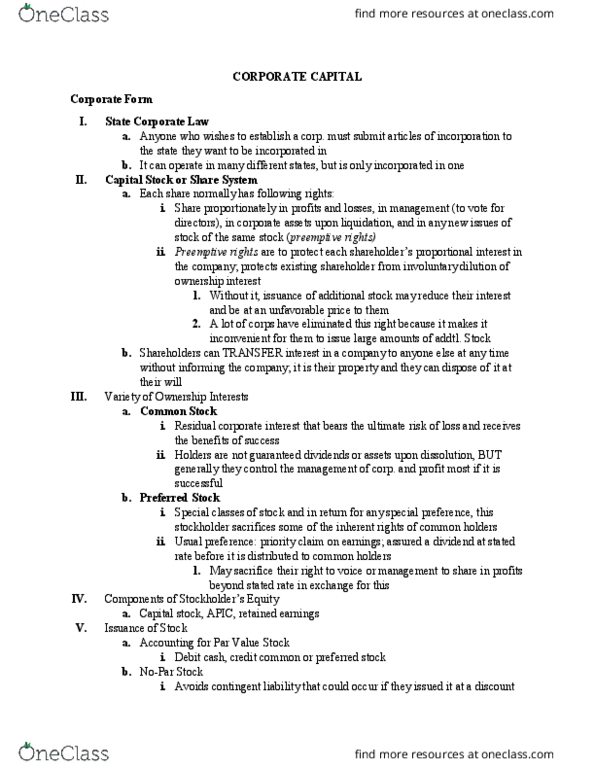 ACC 312 Lecture Notes - Lecture 2: Contingent Liability, Retained Earnings, Preferred Stock thumbnail